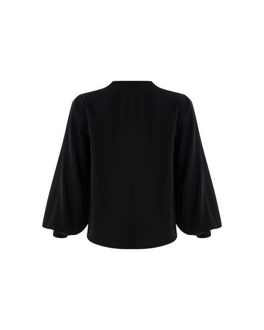Exquise Black Regular High Neck Blouse