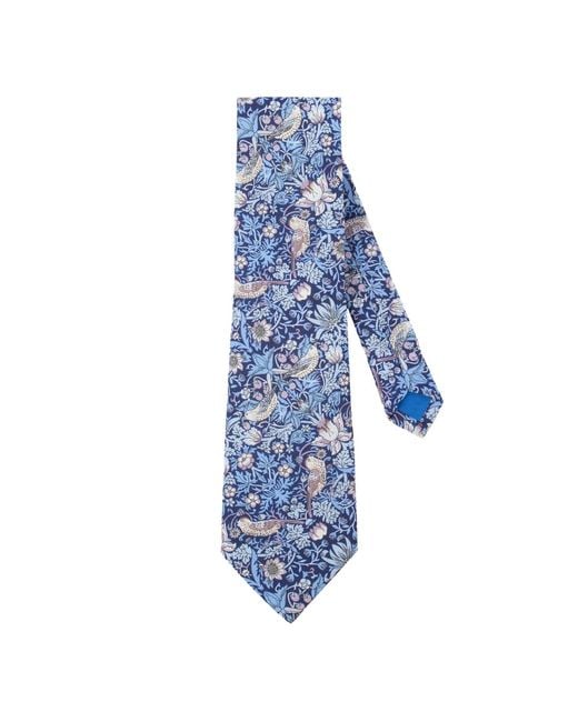 LE COLONEL Blue Liberty Persian Strawberry Thief Tie for men