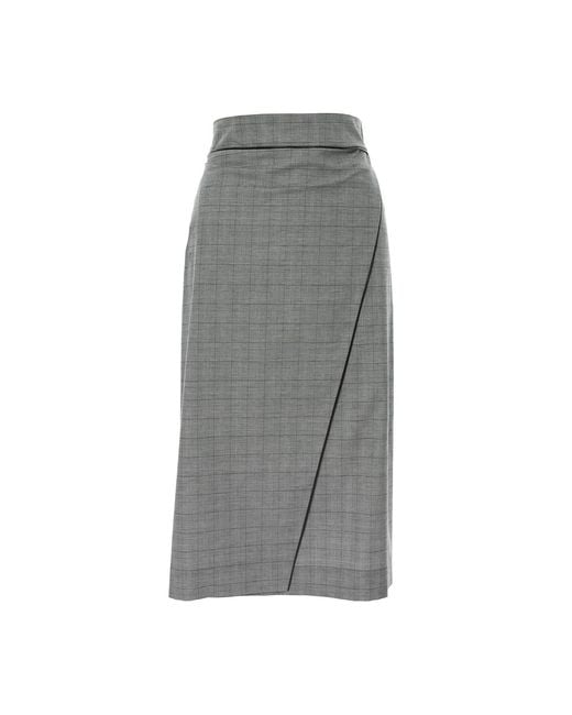 Silvia Serban Gray Checkered Side Over Side Skirt