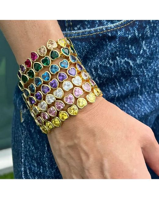 Olivia Le Metallic Cubic Zirconia Heart Stretch Tennis Bracelet
