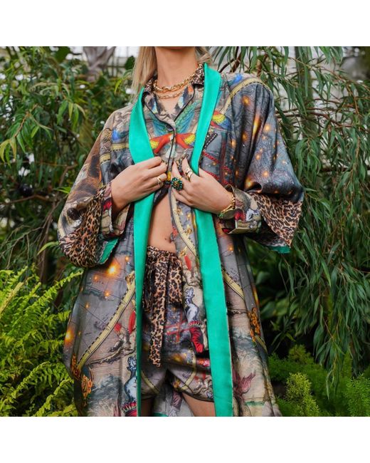 Myrtle & Mary Green Paradise Cirque Silk Kimono