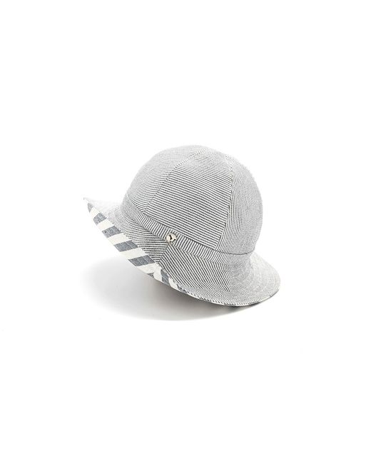 DORIA 1905 Gray Striped Fabric Cloche Hat