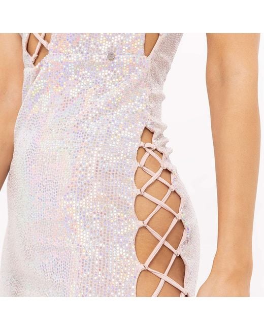 Nissa Multicolor Holographic-Effect Midi Dress Multicolour