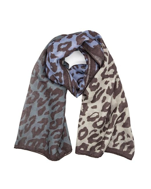Lamberty Munich Blue Leopard-Print Wool And Silk Stole