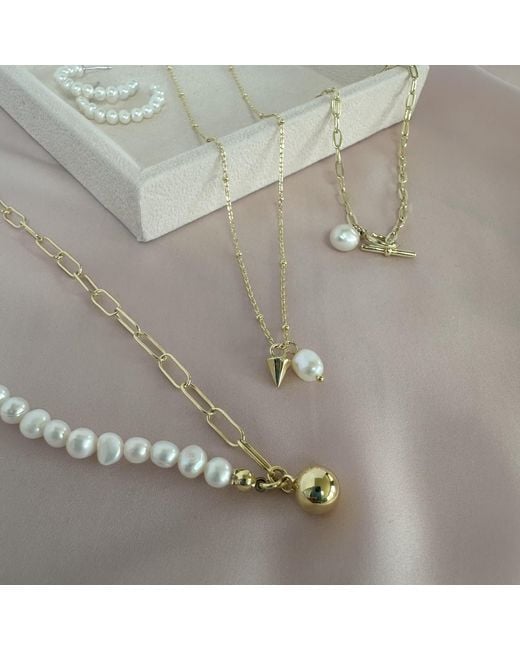 Clemence Wren Metallic Freshwater Pearl Pendant Necklace With Cone Charm