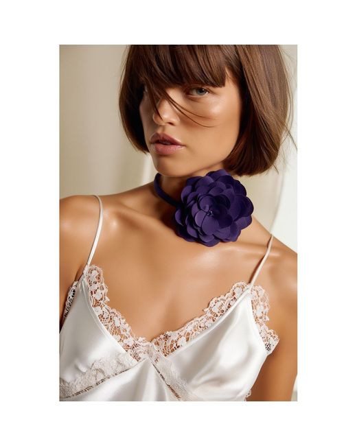 2KStyle Blue Misha Satin Effect Flower Choker And Brooch