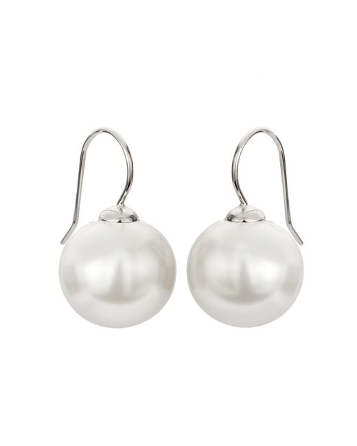 Emma Holland Jewellery White Platinum & Pearl Hook Earrings