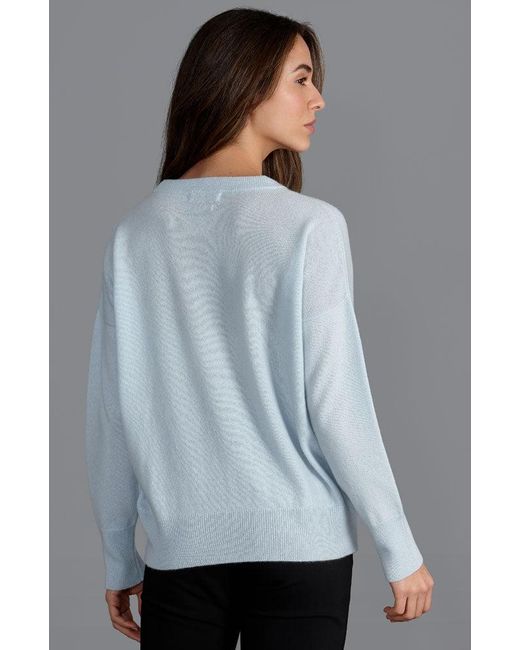 Paul James Knitwear Blue Cashmere Crew Neck Mahi Jumper