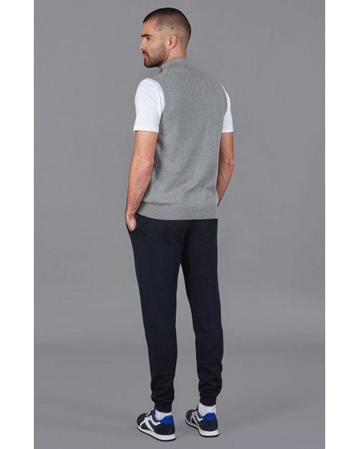 Paul James Knitwear Gray Lightweight Cotton Zip Through Andrew Gilet for men