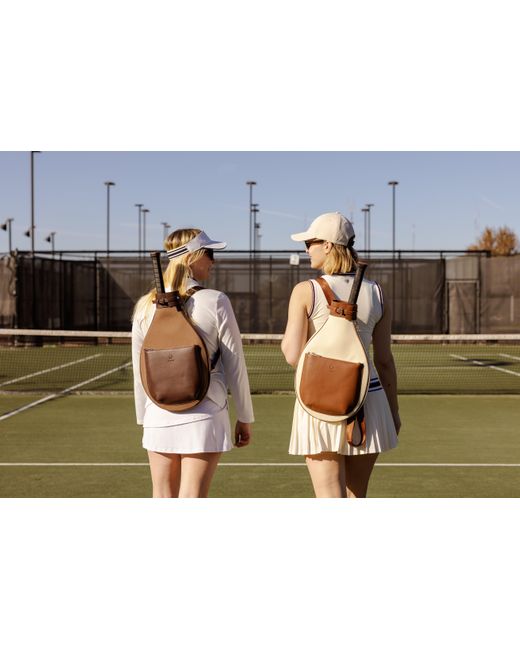 JURGI Brown Canvas & Leather Tennis Racket Backpack for men