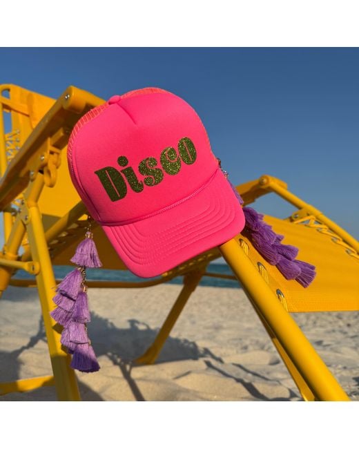 Julia Clancey Pink Hot Tasseltastic Disco Trucker Cap