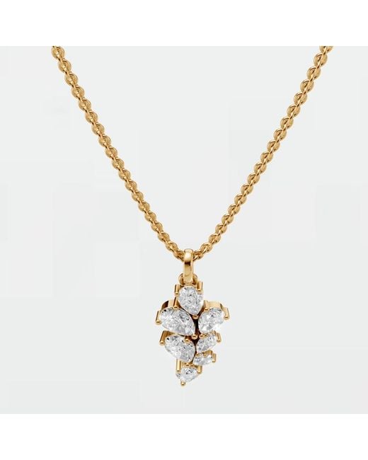 Aya Fine Jewelry Metallic Pear Cut Lab Diamond Leaf Bridal Pendant