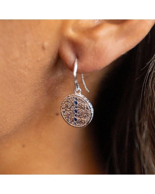 Claire Hill Designs Metallic Sapphire Coin Pendant Earrings