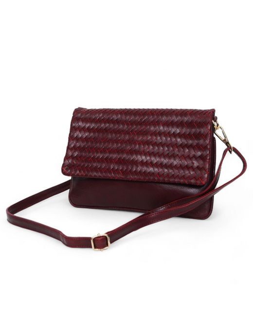 Hides Leather Co. Red Convertible Leather Clutch, Crossbody Iphone&Passport Bag