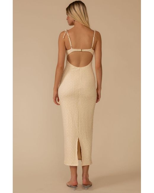 Montce White Neutrals Amalia Texture Petal Long Slip Dress