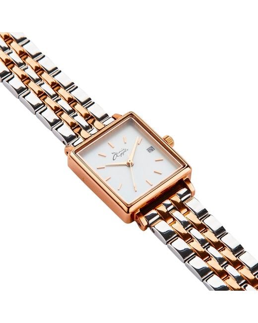 Bermuda Watch Company White Quaintrelle Square Rose Link 22 24Mm