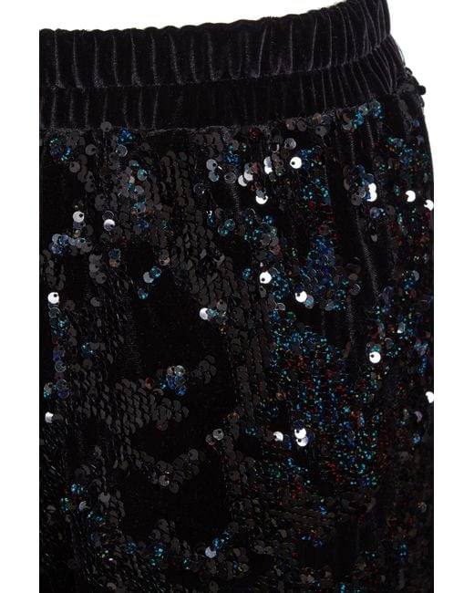 Sarvin Black Sequin Flared Trousers