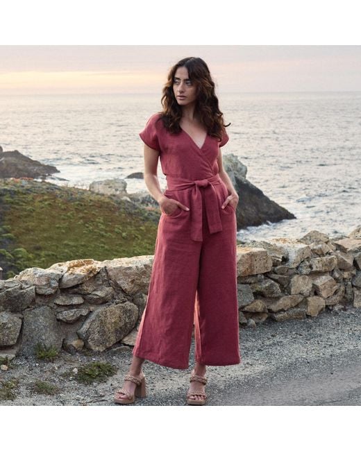 Italia A Collection Pink Sienna Linen Zero Waste Jumpsuit