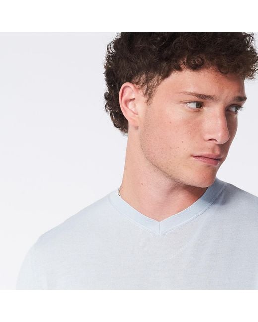 George Patrick Blue Ice High V-Neck Cashmere Sweater for men