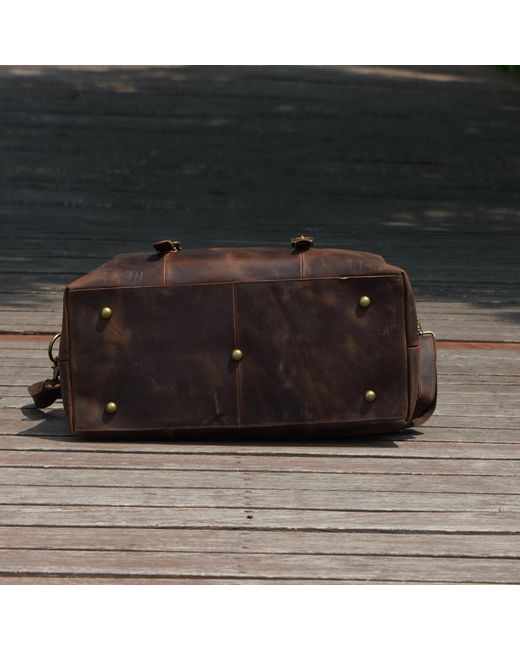 Touri Brown Genuine Leather Luggage Travel Bag for men