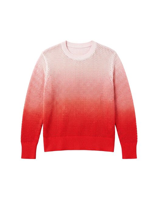 Brodie Cashmere Red Mesh Dip Dye Crew