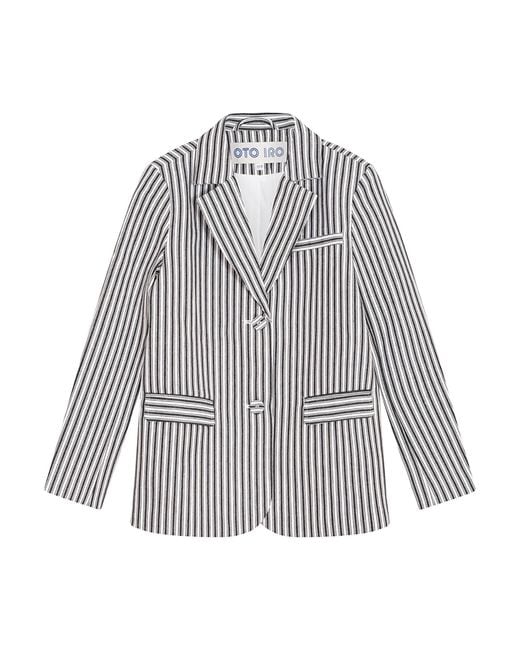 London Atelier Byproduct Gray Striped Tailored Blazer