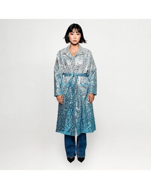 Maxjenny Blue Sequin Coat