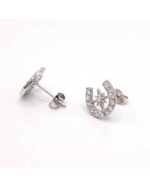 Luna Charles Metallic Zada Horseshoe Star Stud Earrings