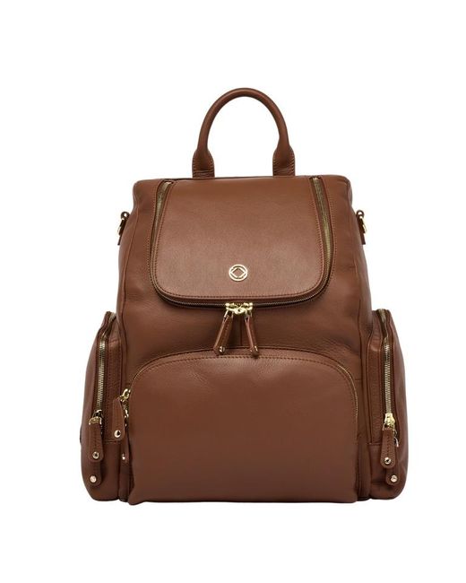 Kerikit England Brown Amber Nutshell Leather Backpack