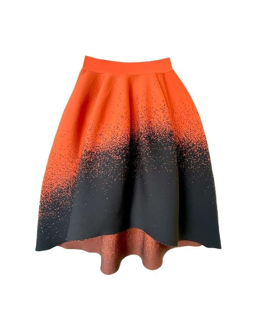 Arto. Multicolor High-Low Hem High Waisted Knitted Midi Skirt