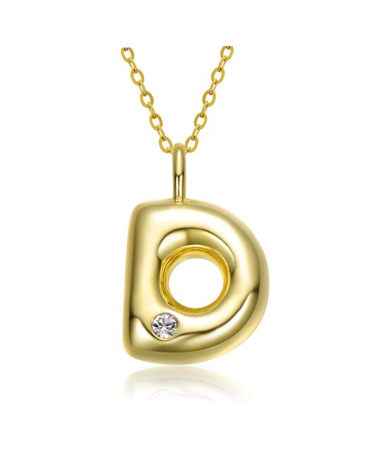 Genevive Jewelry Metallic Plated Swarovski Initial Pendant Bubble Letter Necklace