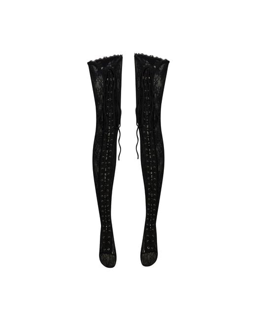 Empress Mimi Black Lilith Lace-Up Stockings