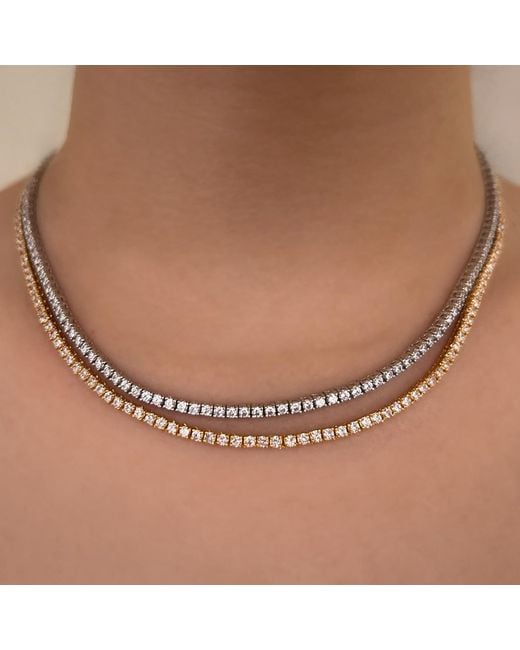 SALLY SKOUFIS Metallic Flirtation Necklace With Made Cz Diamond Stimulant