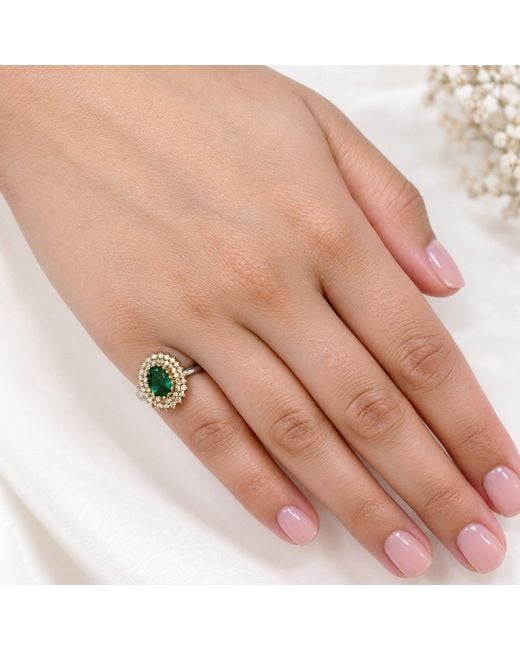 Artisan Green 18K Oval Diamond Halo Ring