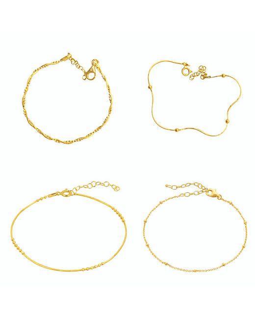 Spero London Metallic Sterling Beaded Bracelet Layering Set