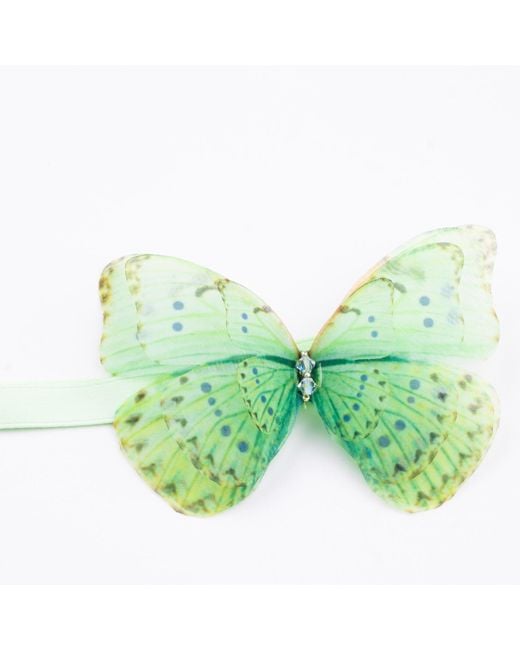 Oana Savu Green Mint Silk Butterfly Ribbon Tie Choker Necklace