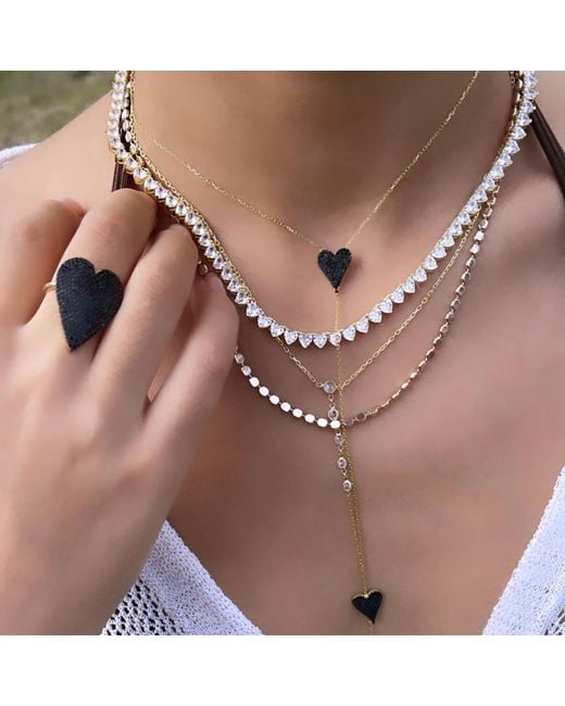 SHYMI Black Pave Heart Ring