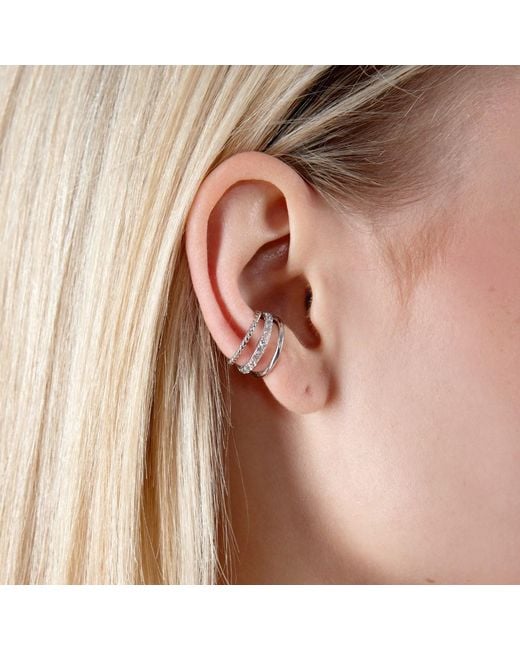Lucy Quartermaine White Skinny Drip Triple Ear Cuff With Topaz