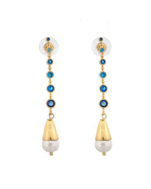 Ebru Jewelry Metallic Mystic Sky Topaz & Pearl Drop Earrings