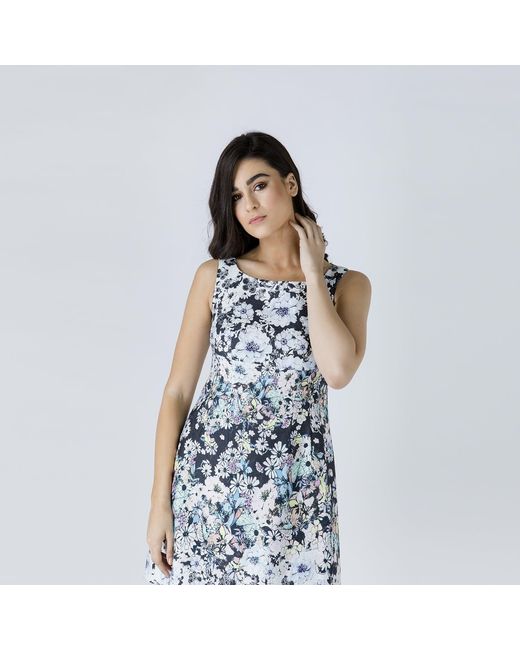 Conquista Blue Floral Empire Line Dress