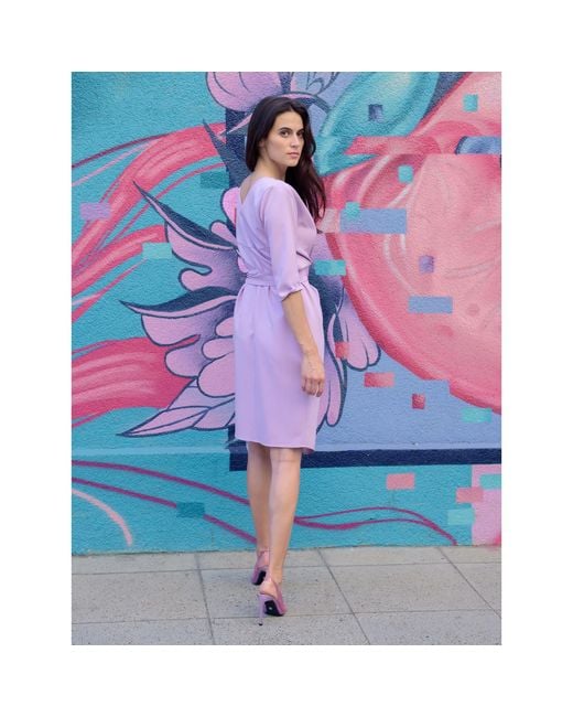 concept A trois Purple Wrap Light Cocktail Dress