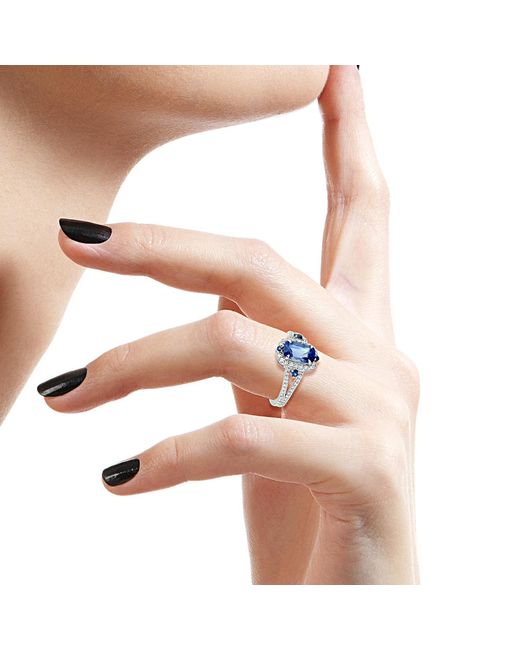 Artisan Blue Natural Sapphire & Diamond Halo Ring