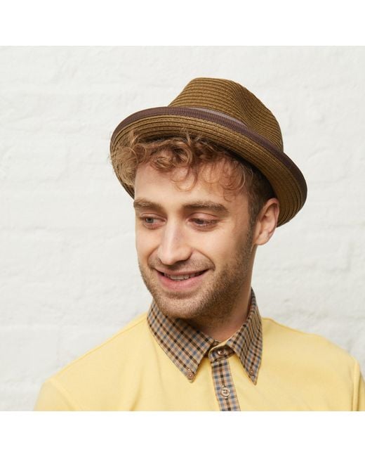 Dasmarca Hats Brown Dasmarca Andy Short Brim Trilby Retro Summer Skimpy Brim Straw Braided Hat for men