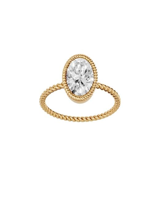 Aya Fine Jewelry Metallic 1.77 Ct Oval Lab Diamond Twisted Rope Bezel Solitaire Ring