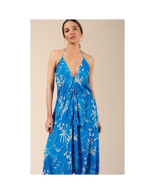 Coco Riko Ibiza Blue Aria Jumpsuit Leaf