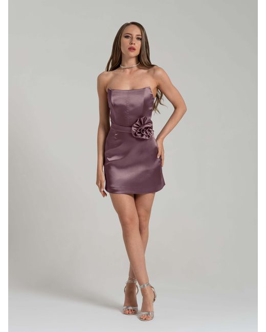 Tia Dorraine Purple Dazzling Touch Satin Mini Dress, Dark Lilac