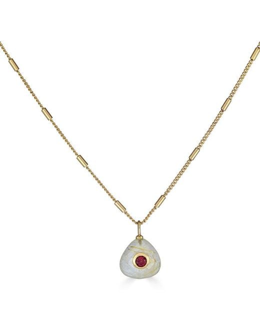 Loni Paul Jewelry Metallic Neutrals Rutilated Quartz & Garnet Necklace