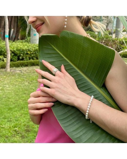 Farra Metallic Must-Have Freshwater Pearls Beaded Adjustable Bracelet