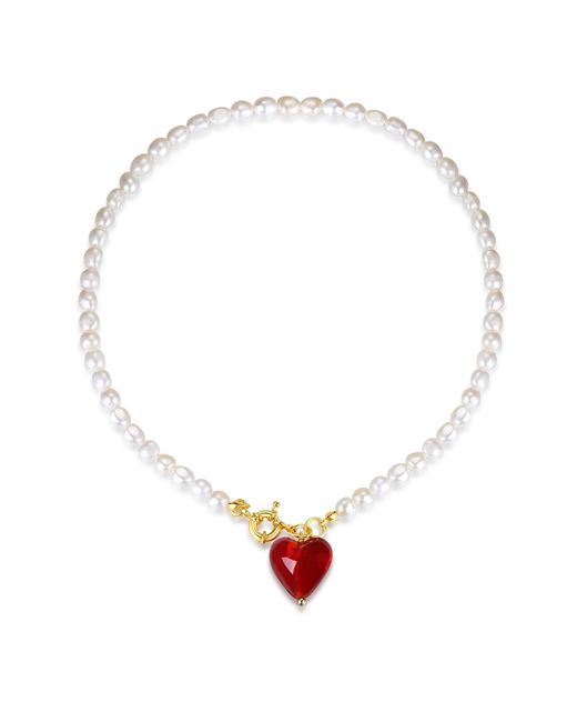 Classicharms Metallic Esmée Glaze Heart Pendant Pearl Necklace