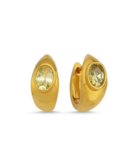 LINYA JEWELLERY Metallic Lina Drop Stone Huggie Earrings